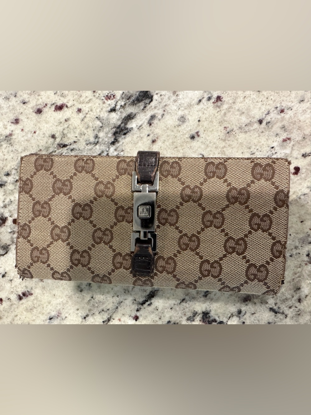 Gucci Monogram Jackie Continental Clutch Wallet. Vintage.